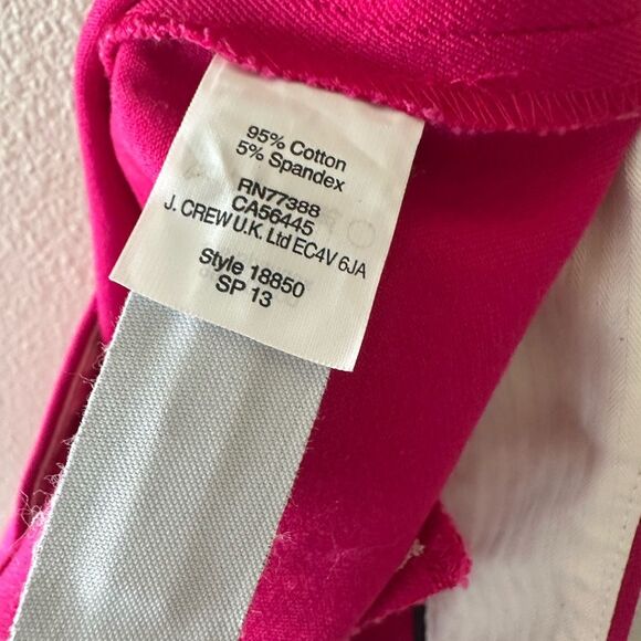 J. Crew Minnie Ankle Pant Berry Pink in Stretch Cotton Size 4 - Picture 8 of 8